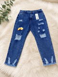 Jean palazo con rotos y bolsillo derecho con brillo tallas disponible 6,8,10,12,14